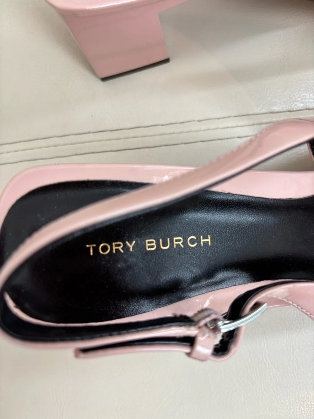 Tory Burch Georgia Slingback Pumps In Pink Patent Leather Size 9M